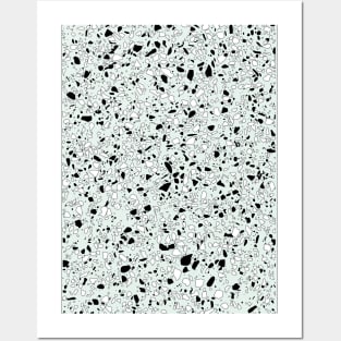 'Speckle Party' Mint Green Black White Dots Speckles Terrazzo Pattern Posters and Art